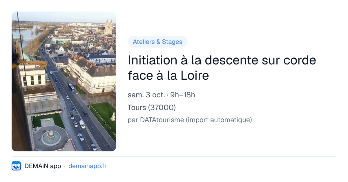 Initiation à la descente sur corde face à la Loire — Tours