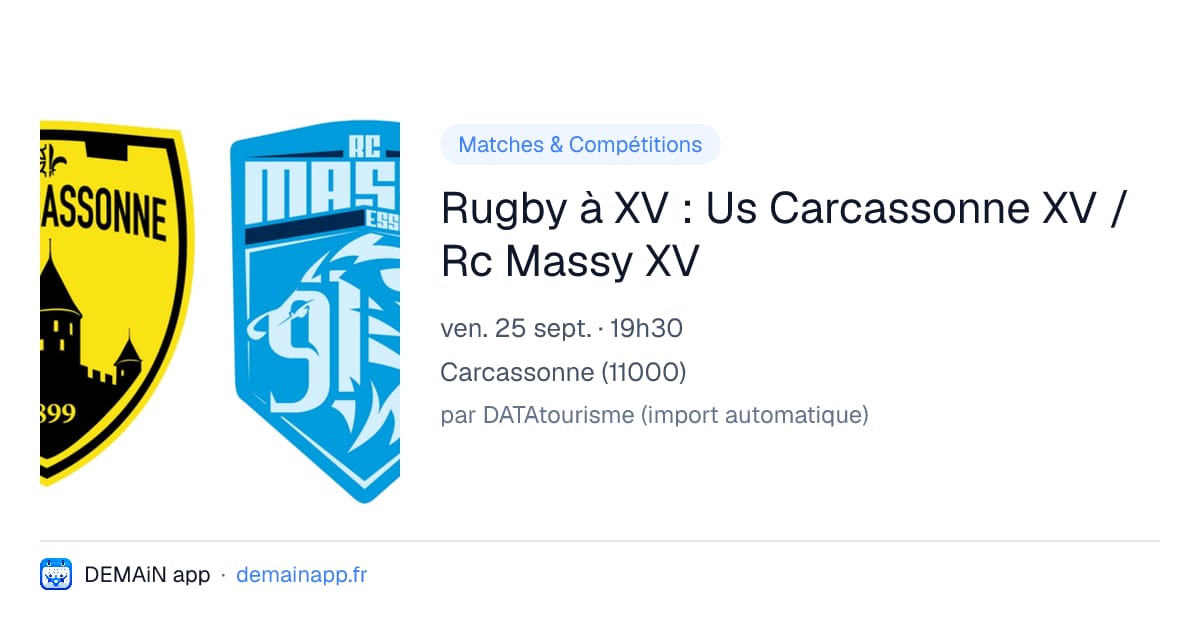Rugby à XV : Us Carcassonne XV / Rc Massy XV — Carcassonne