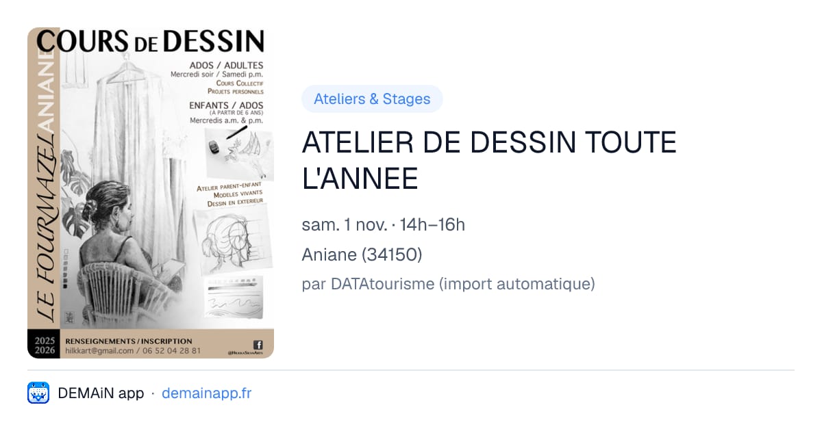 ATELIER DE DESSIN TOUTE L'ANNEE — Aniane