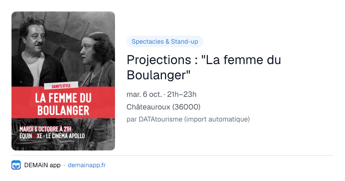 Projections : "La femme du Boulanger" — Châteauroux