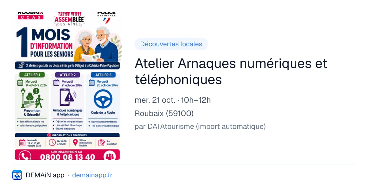 Atelier Arnaques numériques et téléphoniques — Roubaix