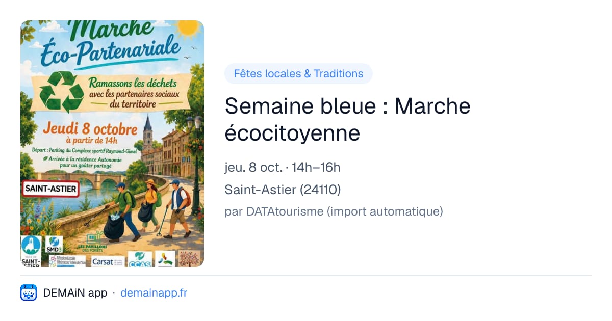 Semaine bleue : Marche écocitoyenne — Saint-Astier