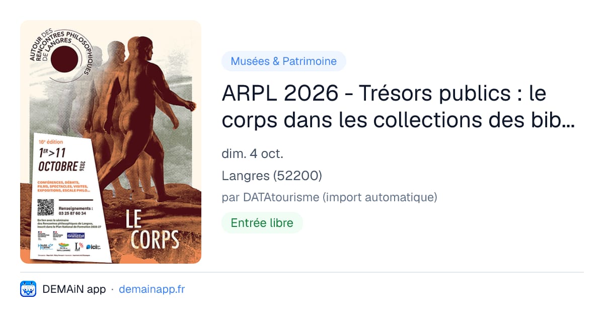 ARPL 2026 - Trésors publics : le corps dans les collections des bibliothèques langroises — Langres
