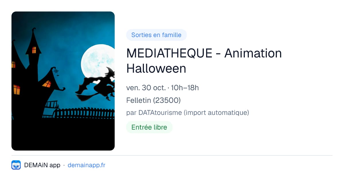MEDIATHEQUE - Animation Halloween — Felletin