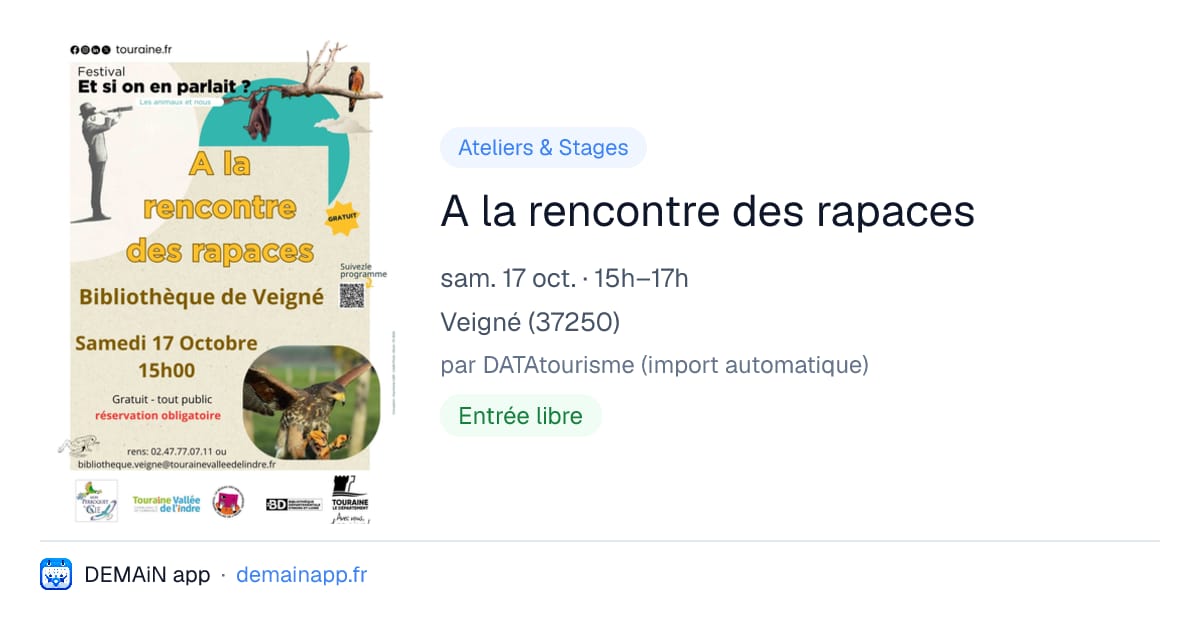 A la rencontre des rapaces — Veigné