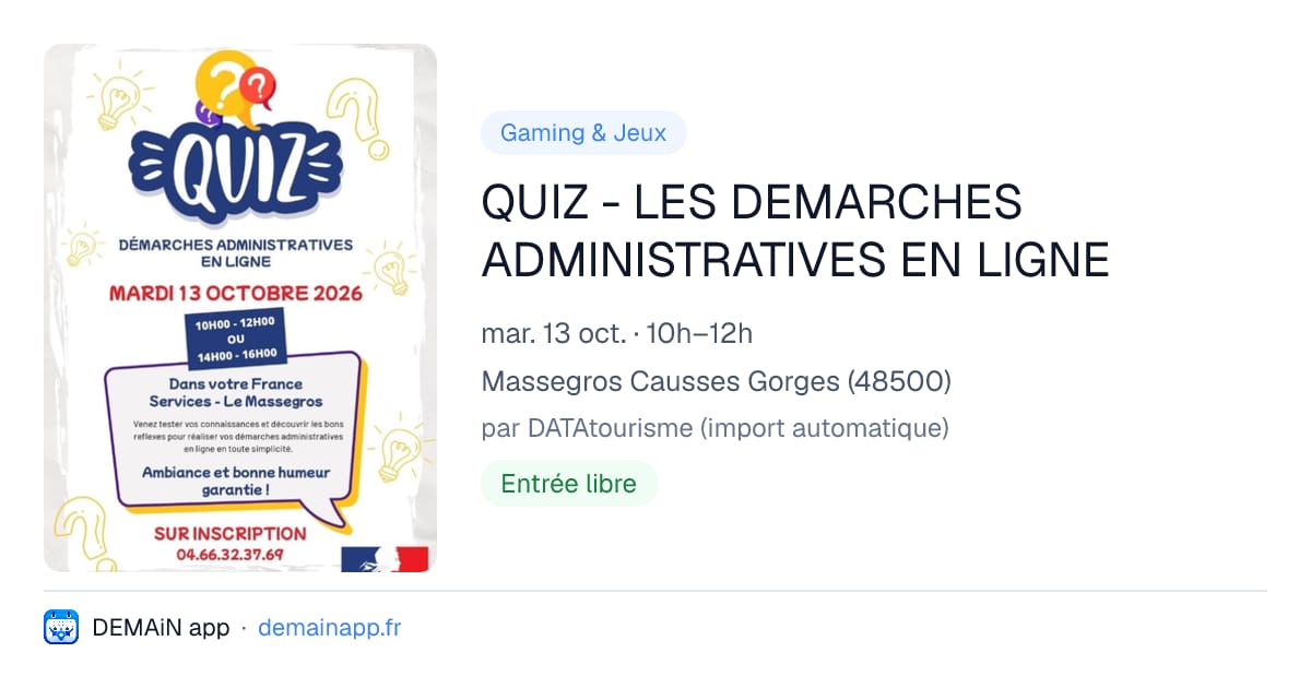 QUIZ - LES DEMARCHES ADMINISTRATIVES EN LIGNE — Massegros Causses Gorges