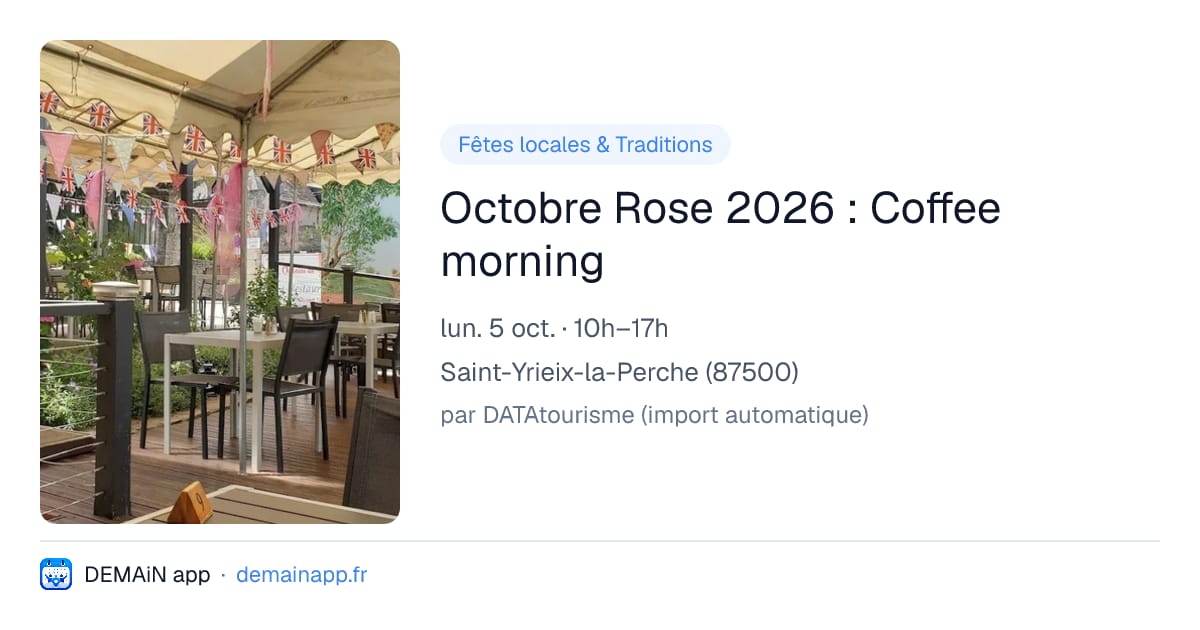 Octobre Rose 2026 : Coffee morning — Saint-Yrieix-la-Perche