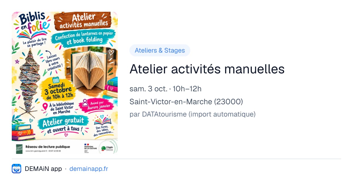 Atelier activités manuelles — Saint-Victor-en-Marche