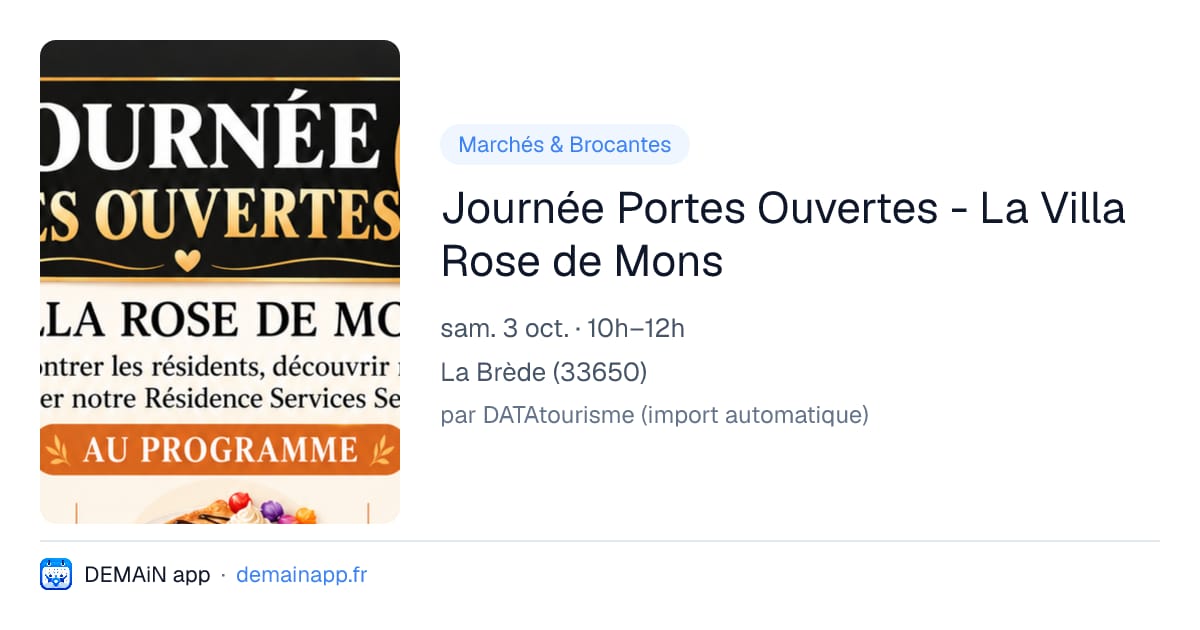 Journée Portes Ouvertes - La Villa Rose de Mons — La Brède