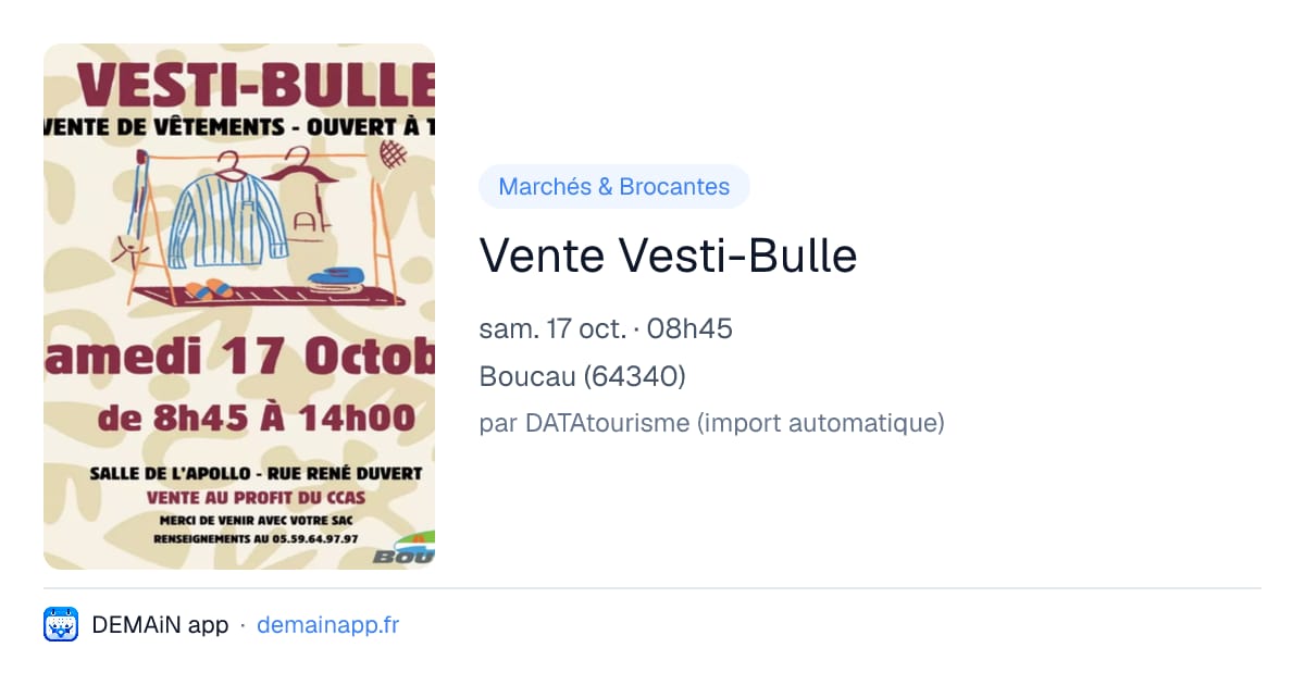 Vente Vesti-Bulle — Boucau