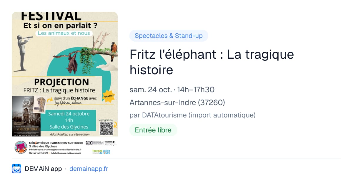 Fritz l'éléphant : La tragique histoire — Artannes-sur-Indre