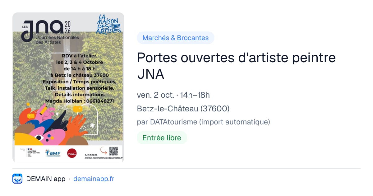 Portes ouvertes d'artiste peintre JNA — Betz-le-Château