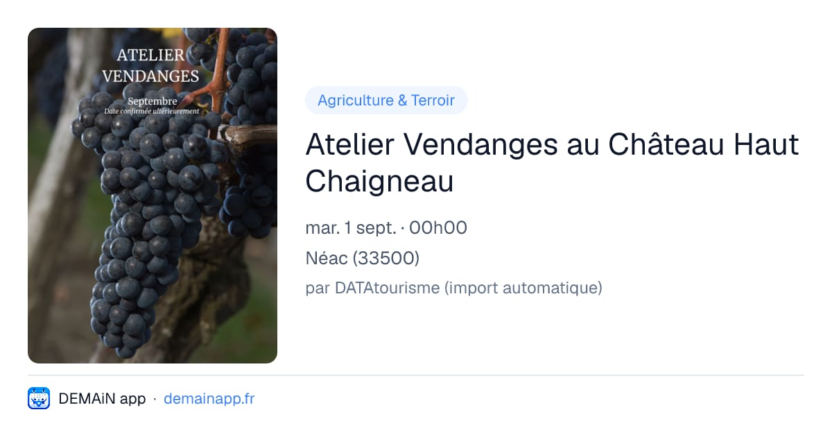 Atelier Vendanges au Château Haut Chaigneau — Néac