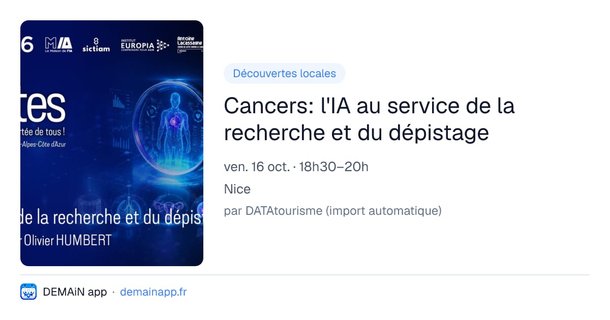 Cancers: l'IA au service de la recherche et du dépistage — Nice