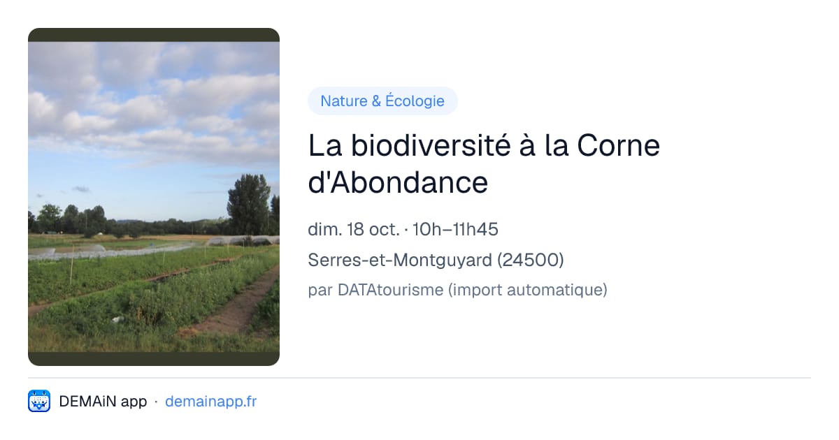 La biodiversité à la Corne d'Abondance — Serres-et-Montguyard