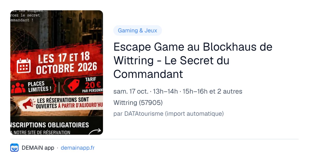Escape Game au Blockhaus de Wittring - Le Secret du Commandant — Wittring