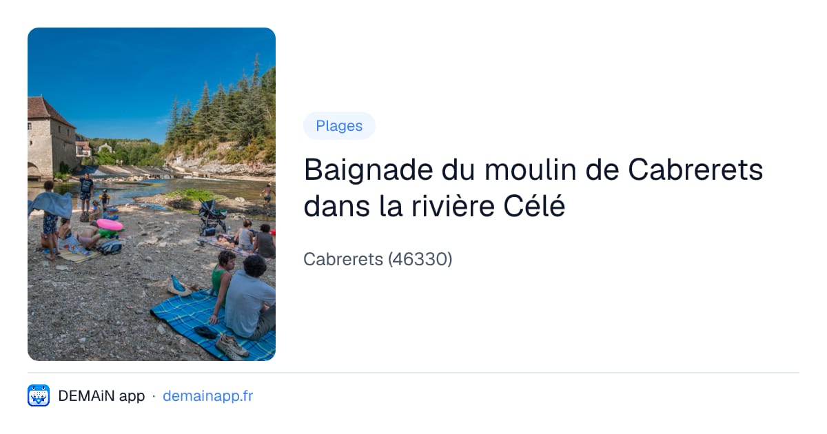 Baignade du moulin de Cabrerets dans la rivière Célé — Cabrerets