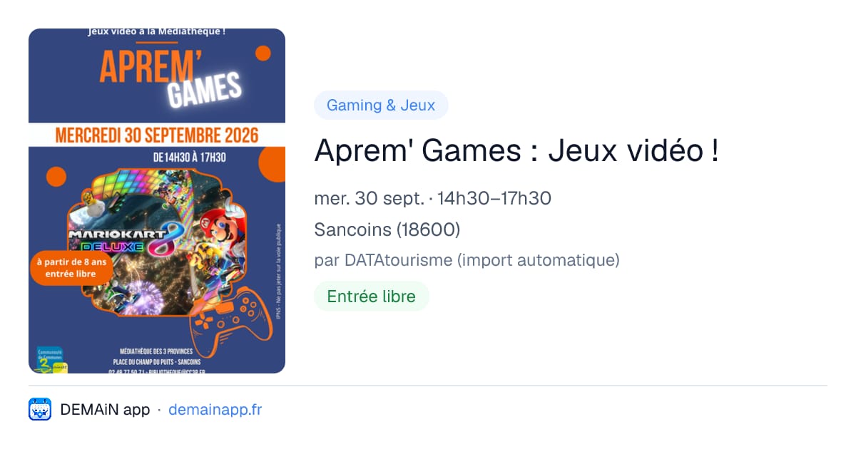Aprem' Games : Jeux vidéo ! — Sancoins