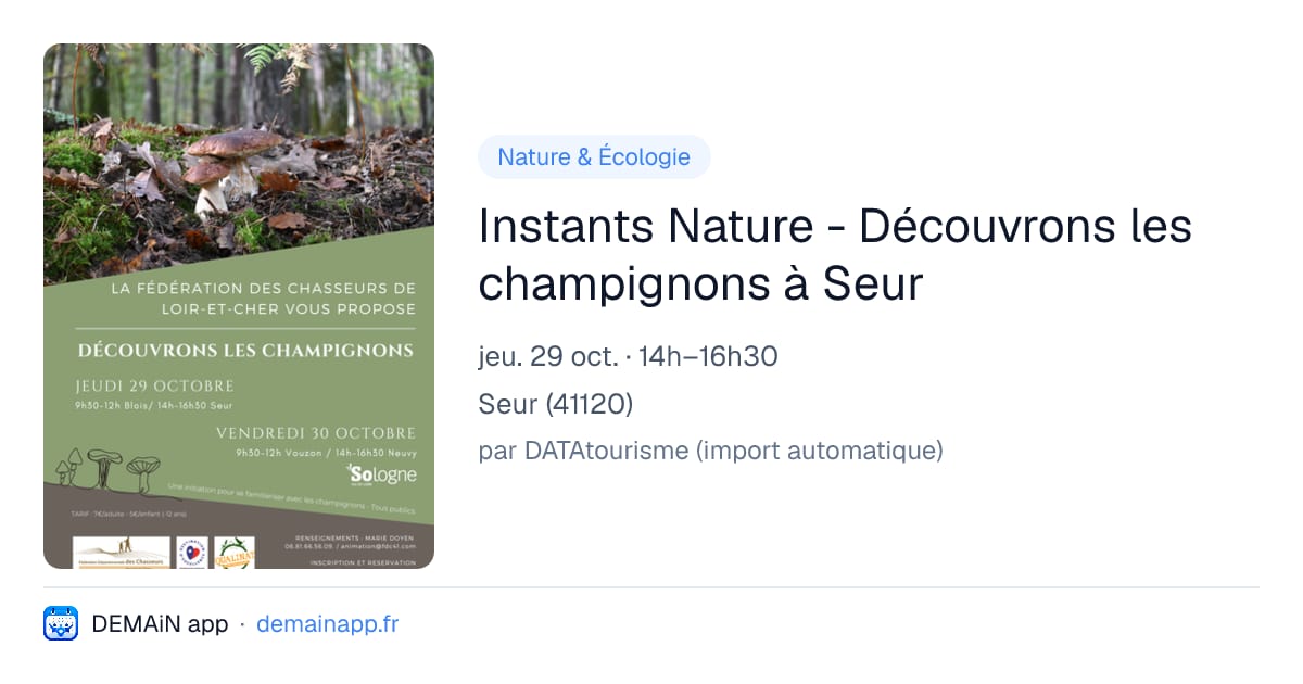 Instants Nature - Découvrons les champignons à Seur — Seur