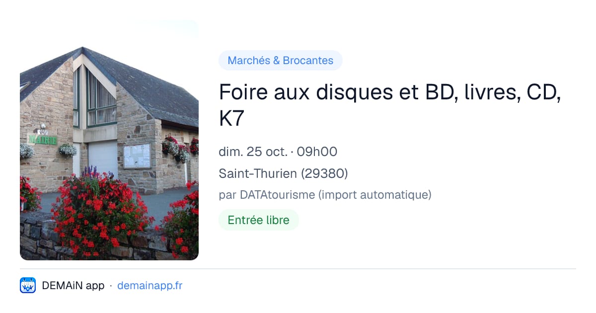 Foire aux disques et BD, livres, CD, K7 — Saint-Thurien
