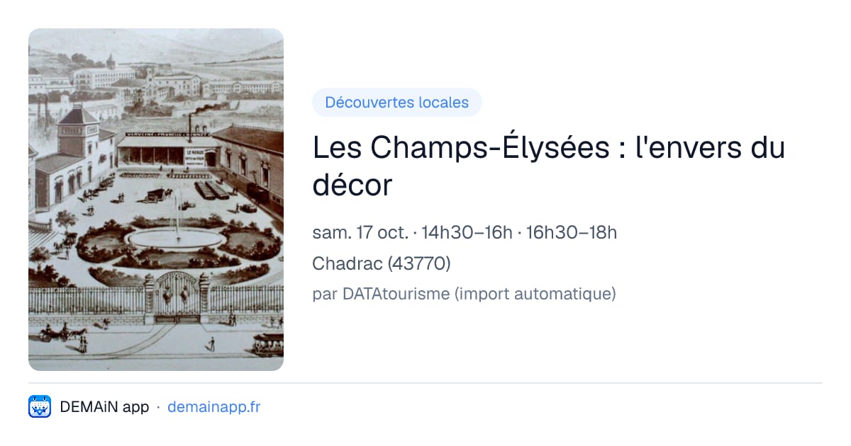 Les Champs-Élysées : l'envers du décor — Chadrac