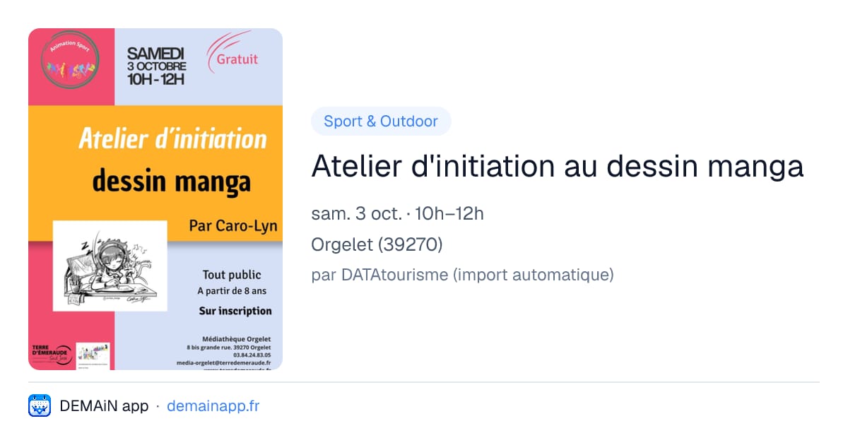 Atelier d'initiation au dessin manga — Orgelet