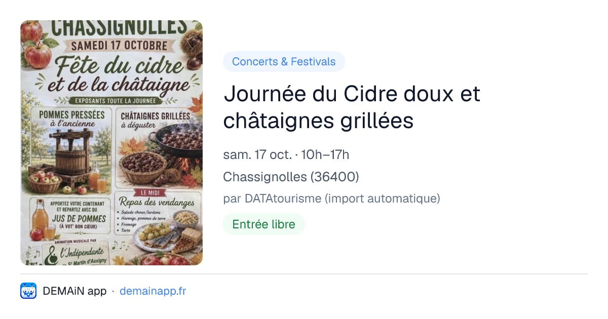 Journée du Cidre doux et châtaignes grillées — Chassignolles