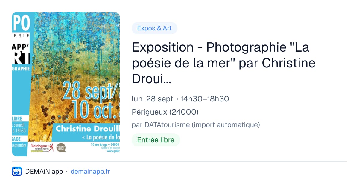 Exposition - Photographie "La poésie de la mer" par Christine Drouillard - Galerie l'App'Art — Périgueux