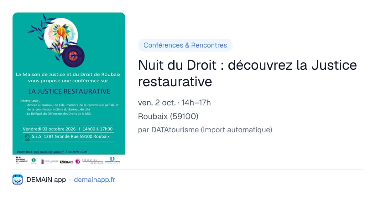 Nuit du Droit : découvrez la Justice restaurative — Roubaix