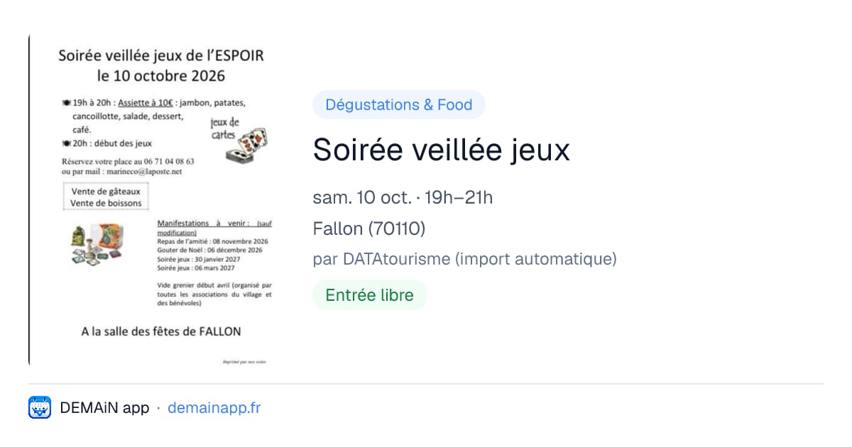 Soirée veillée jeux — Fallon