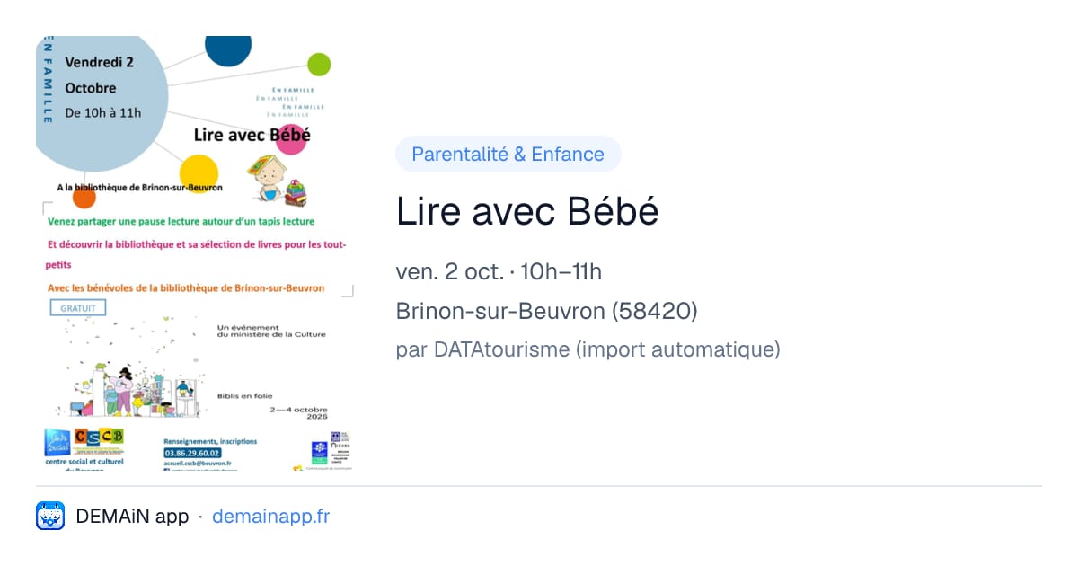 Lire avec Bébé — Brinon-sur-Beuvron