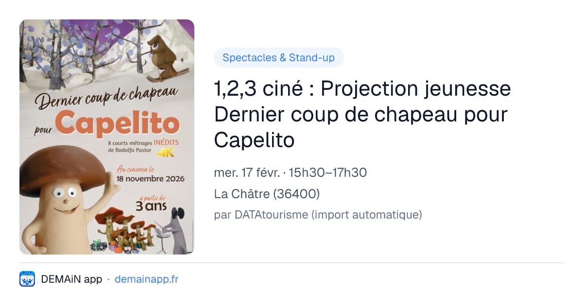 1,2,3 ciné : Projection jeunesse Dernier coup de chapeau pour Capelito — La Châtre