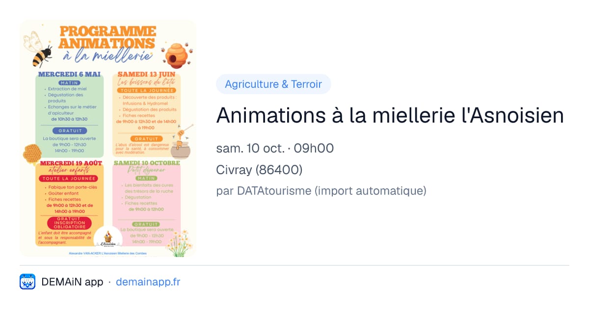 Animations à la miellerie l'Asnoisien — Civray