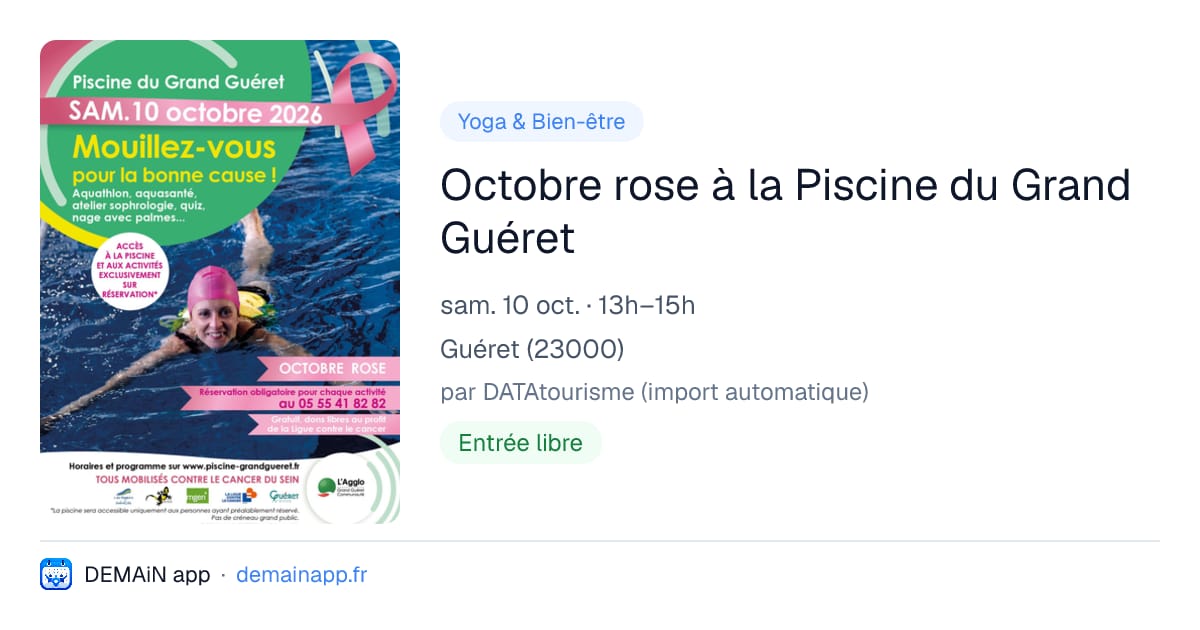 Octobre rose à la Piscine du Grand Guéret — Guéret