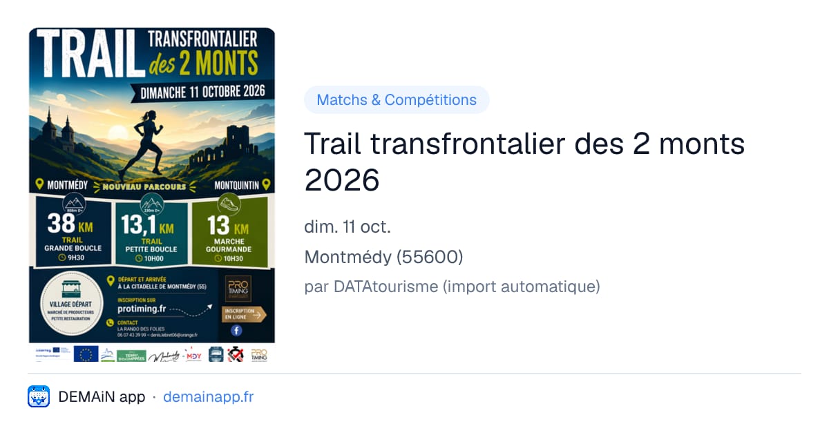 Trail transfrontalier des 2 monts 2026 — Montmédy