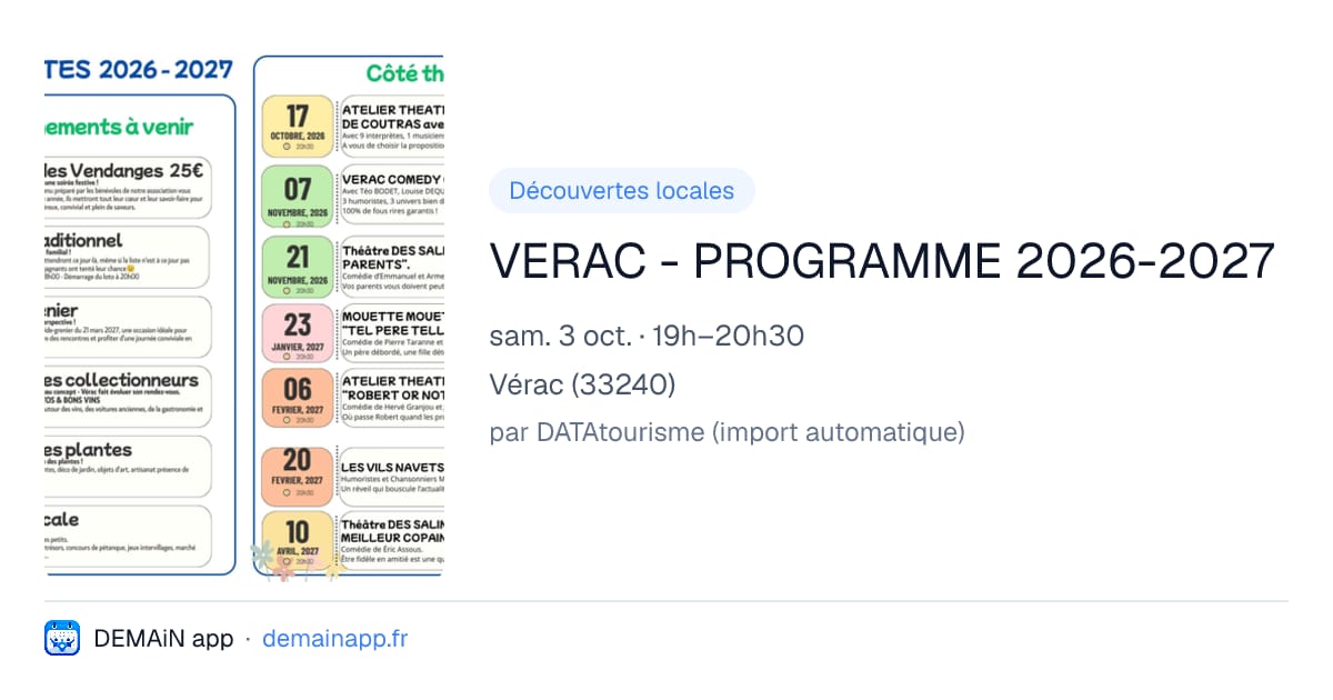 VERAC - PROGRAMME 2026-2027 — Vérac