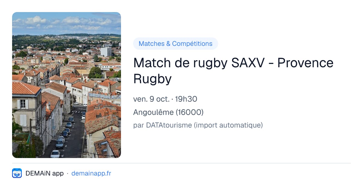 Match de rugby SAXV - Provence Rugby — Angoulême