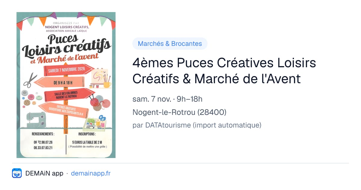 4èmes Puces Créatives Loisirs Créatifs & Marché de l'Avent — Nogent-le-Rotrou