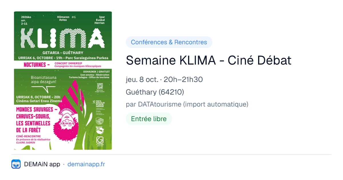 Semaine KLIMA - Ciné Débat — Guéthary