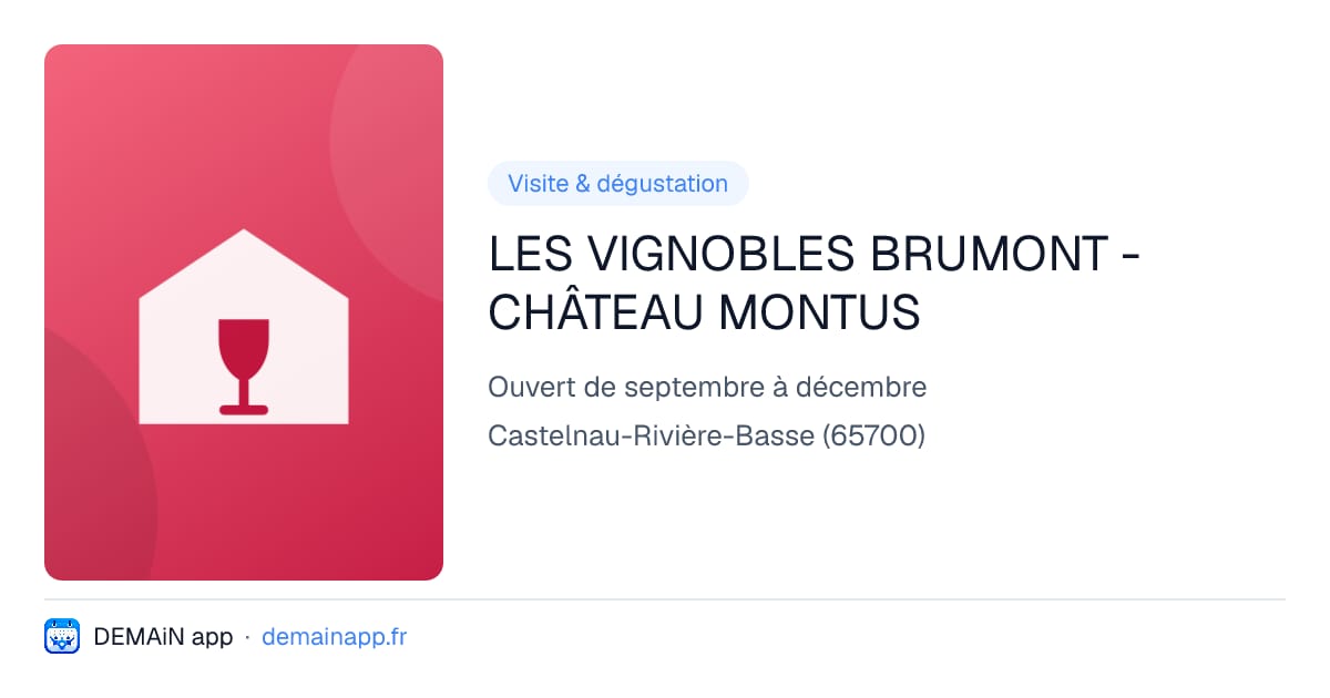LES VIGNOBLES BRUMONT - CHÂTEAU MONTUS — Castelnau-Rivière-Basse