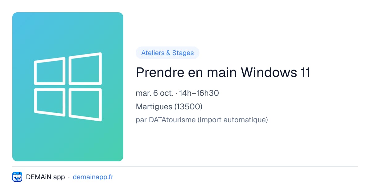 Prendre en main Windows 11 — Martigues