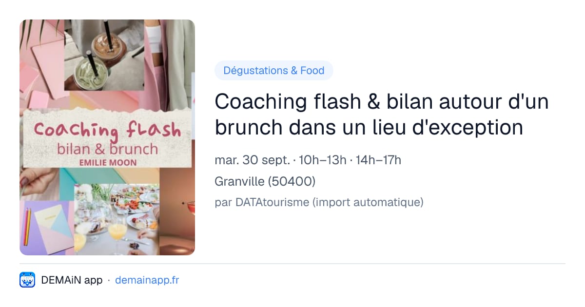 Coaching flash & bilan autour d'un brunch dans un lieu d'exception — Granville