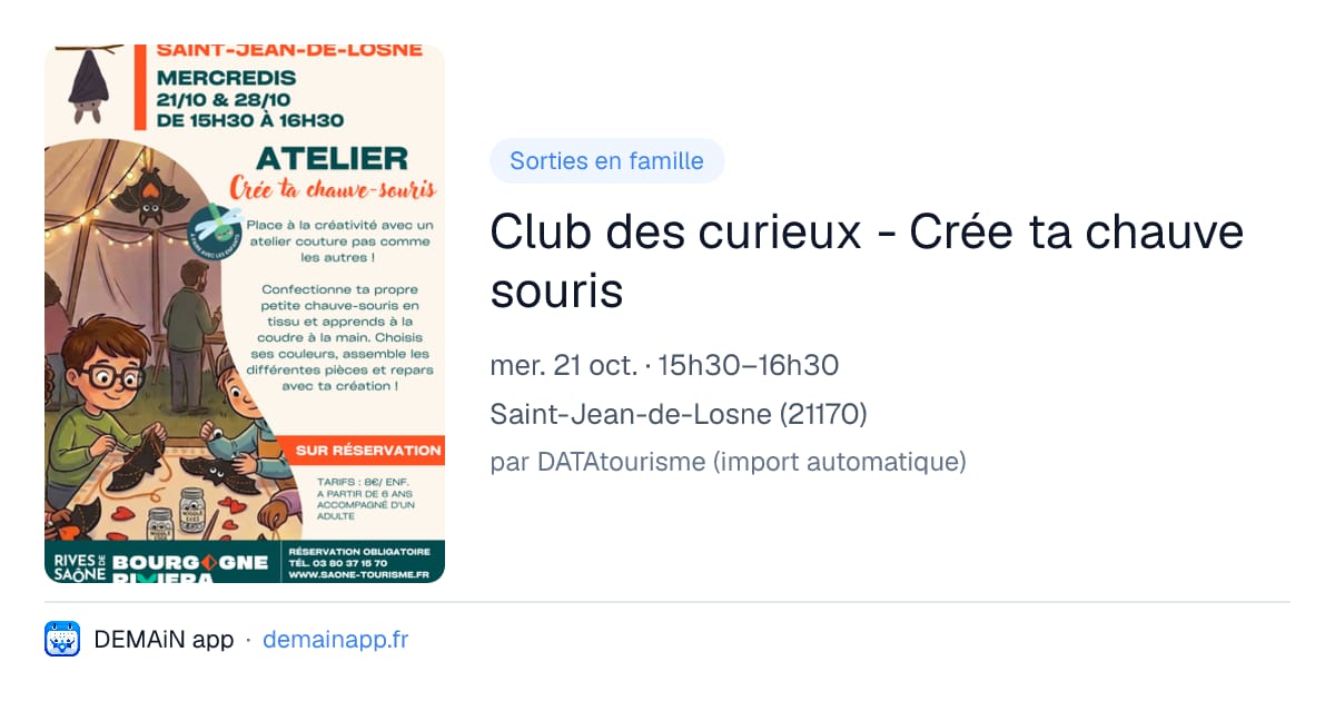 Club des curieux - Crée ta chauve souris — Saint-Jean-de-Losne