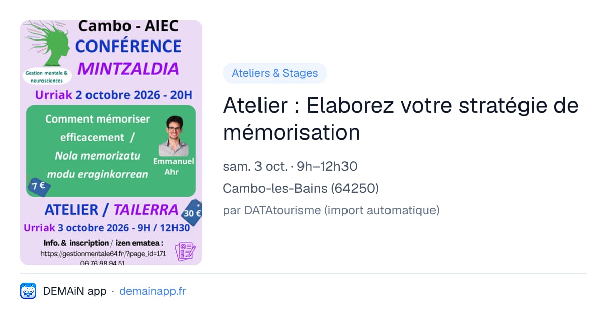 Atelier : Elaborez votre stratégie de mémorisation — Cambo-les-Bains