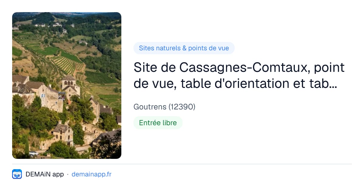 Site de Cassagnes-Comtaux, point de vue, table d'orientation et tables de pique-nique — Goutrens