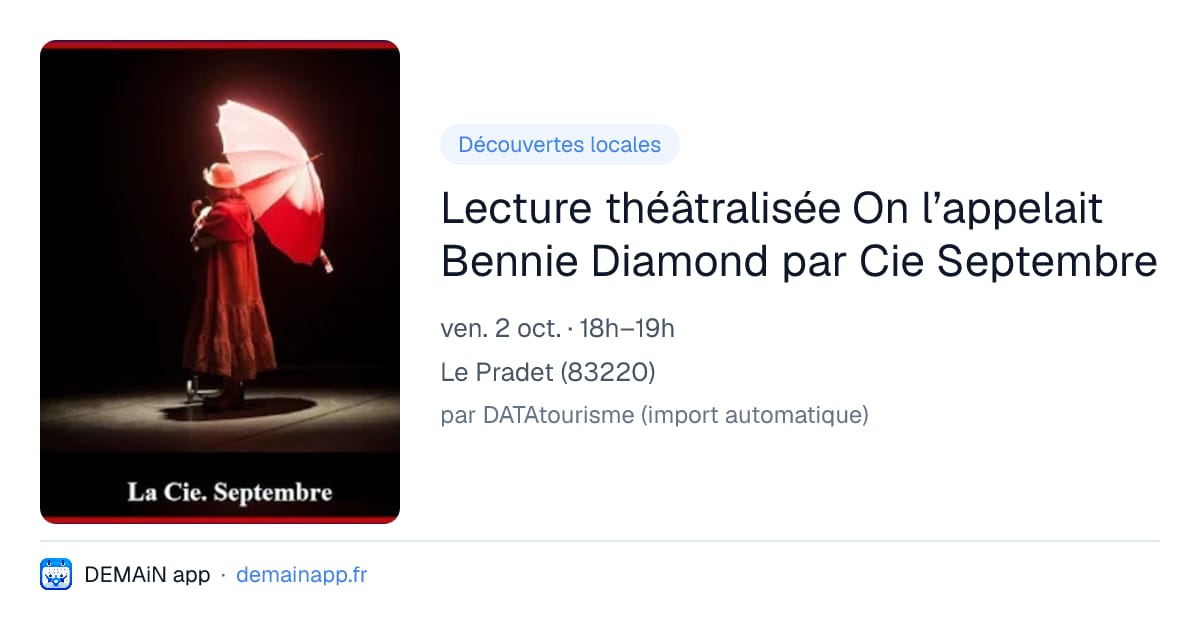 Lecture théâtralisée On l’appelait Bennie Diamond par Cie Septembre — Le Pradet