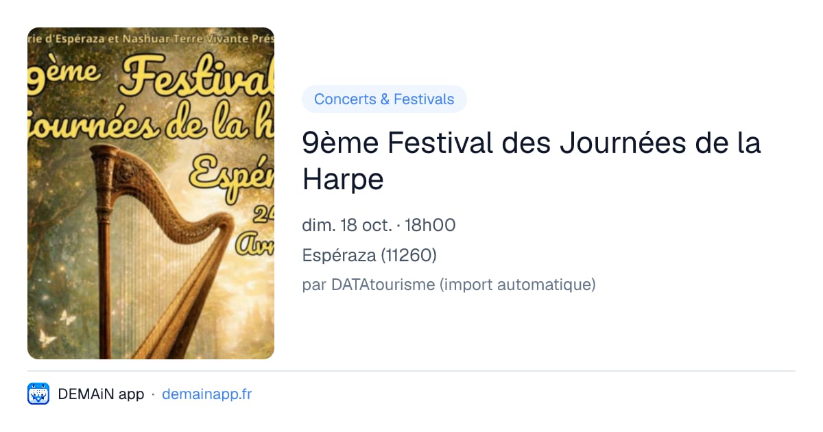 9ème Festival des Journées de la Harpe — Espéraza