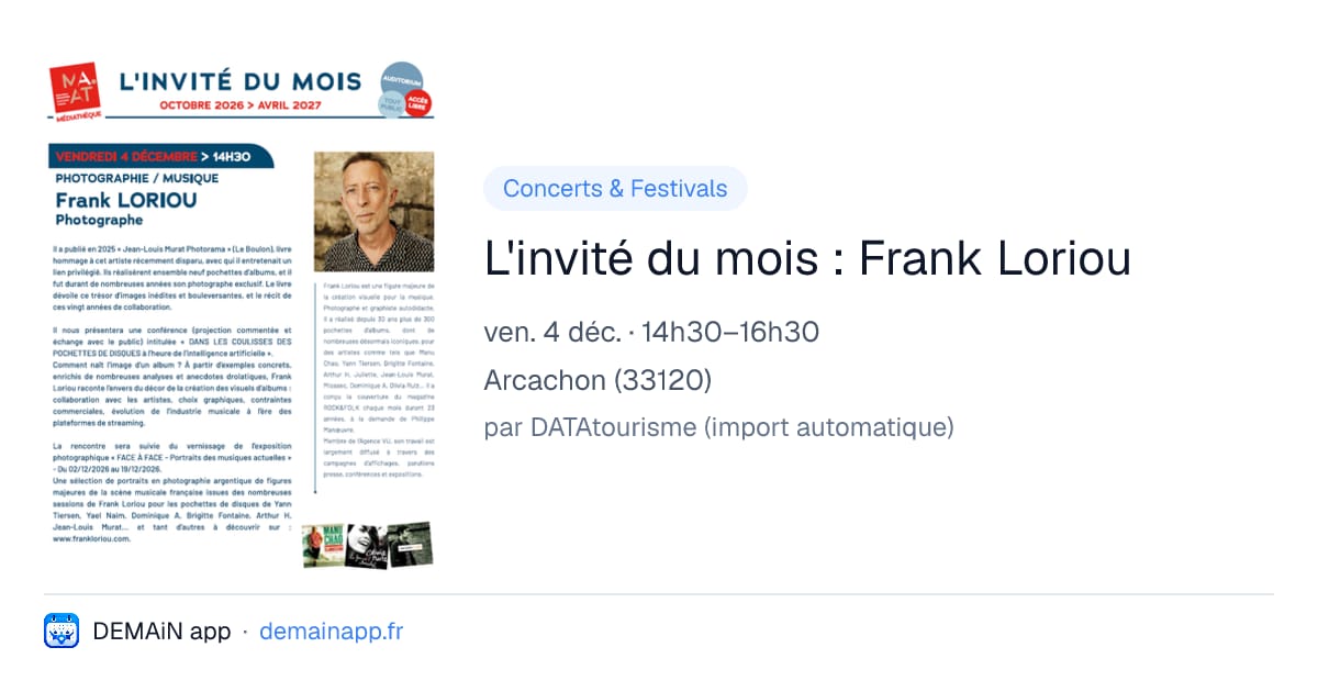 L'invité du mois : Frank Loriou — Arcachon