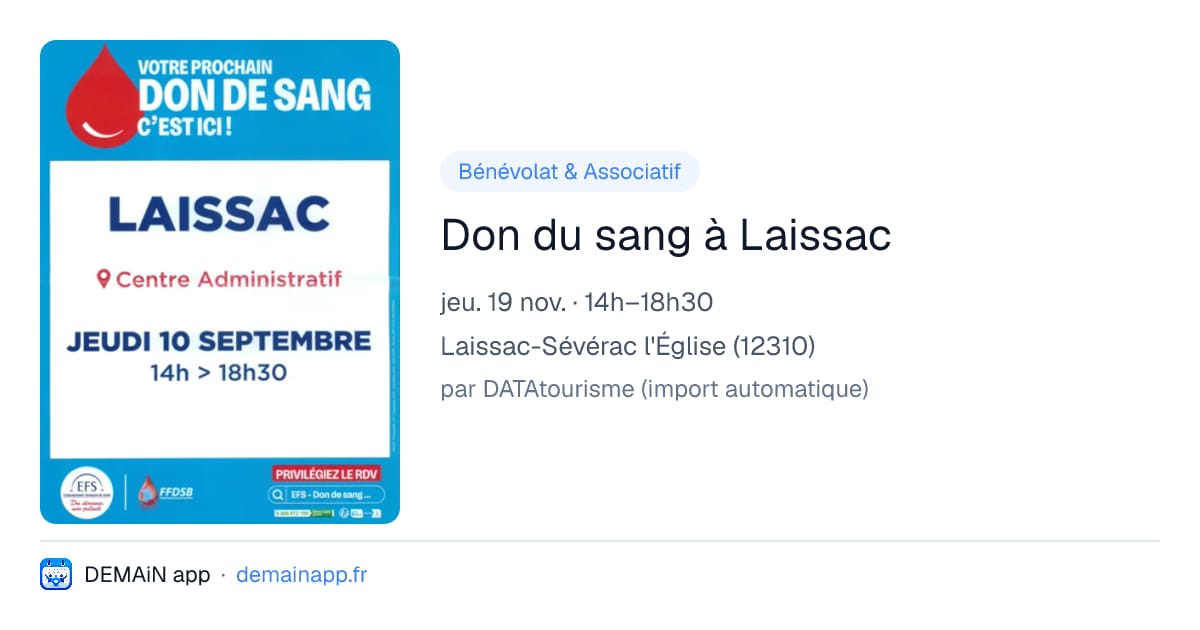 Don du sang à Laissac — Laissac-Sévérac l'Église