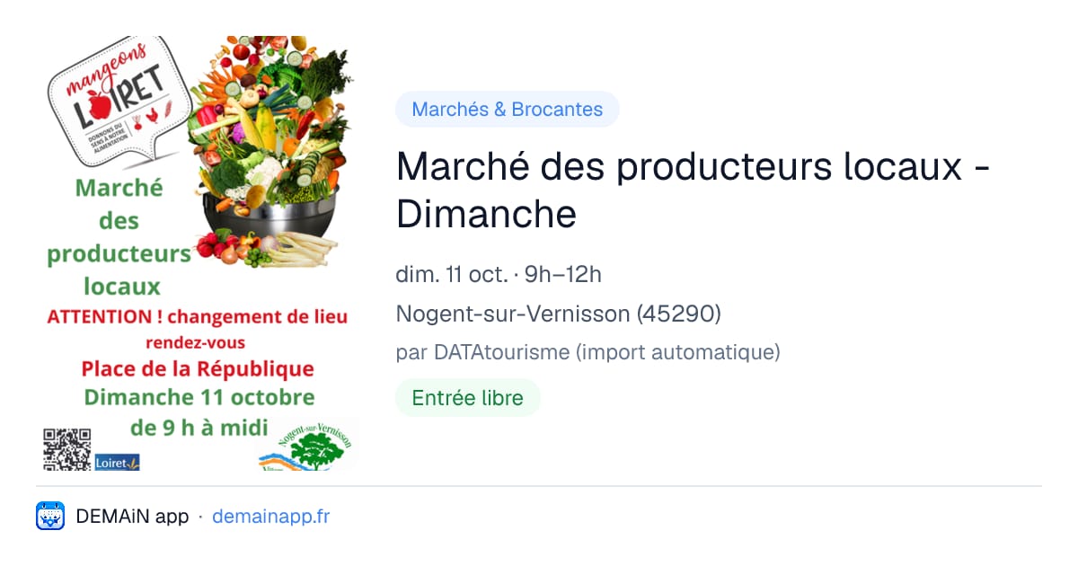 Marché des producteurs locaux - Dimanche — Nogent-sur-Vernisson